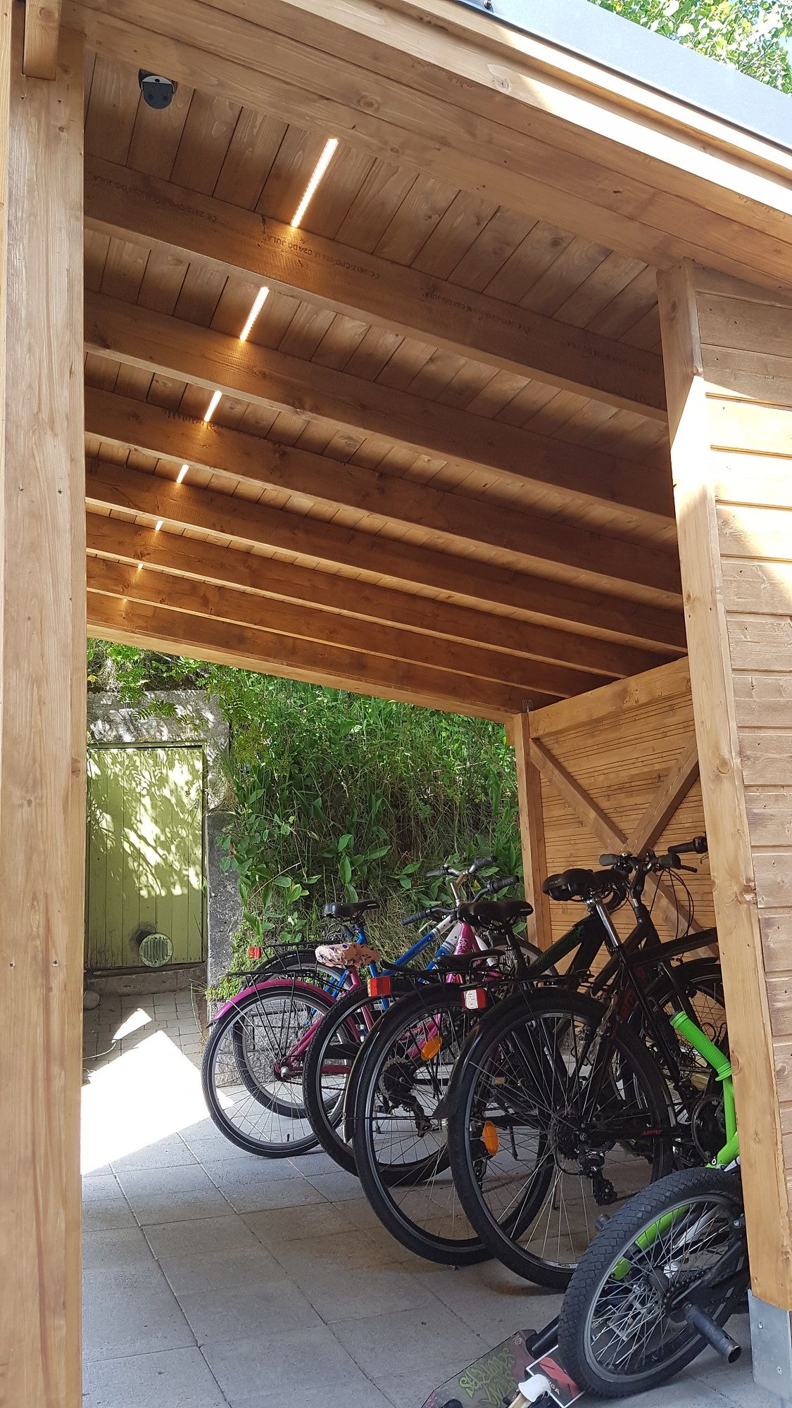 LED ribbon in bike cover with motion sensor